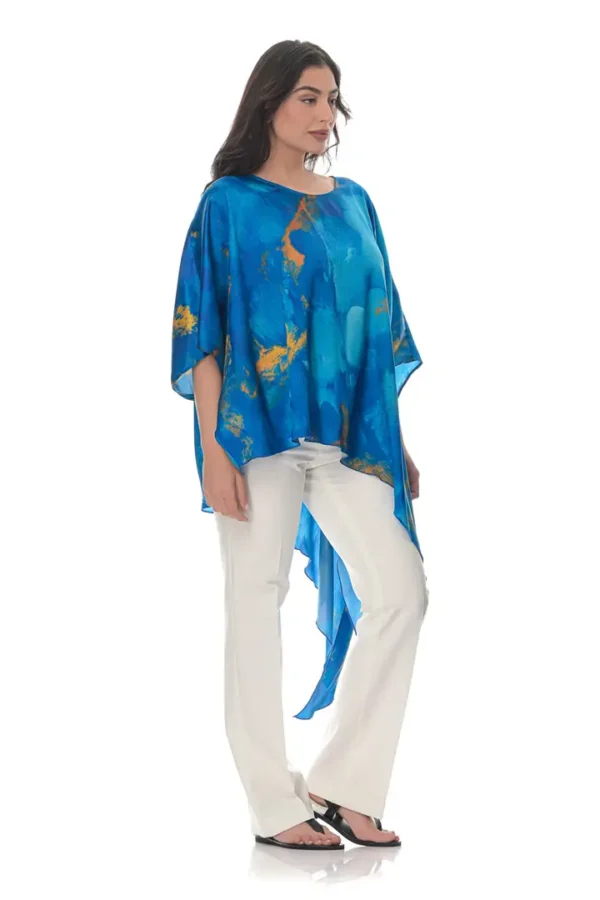 Assymetrical Blouse in Ocean Print - Image 2