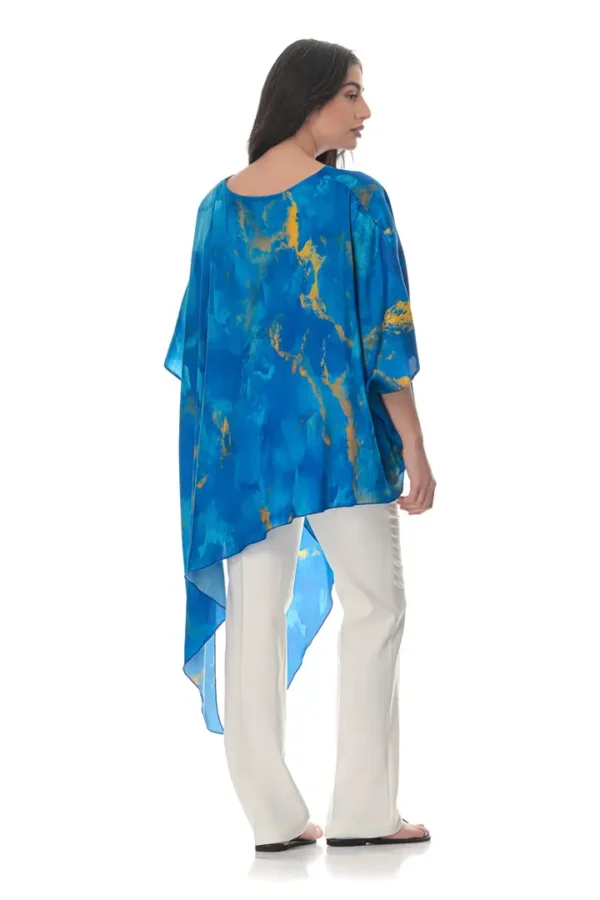 Assymetrical Blouse in Ocean Print - Image 3