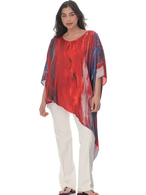 Assymetrical Blouse in Volcano Print