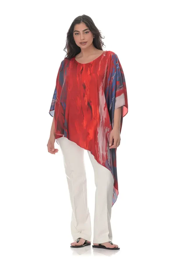 Assymetrical Blouse in Volcano Print