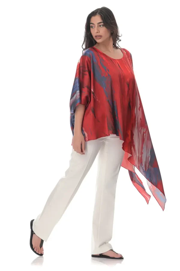 Assymetrical Blouse in Volcano Print - Image 2