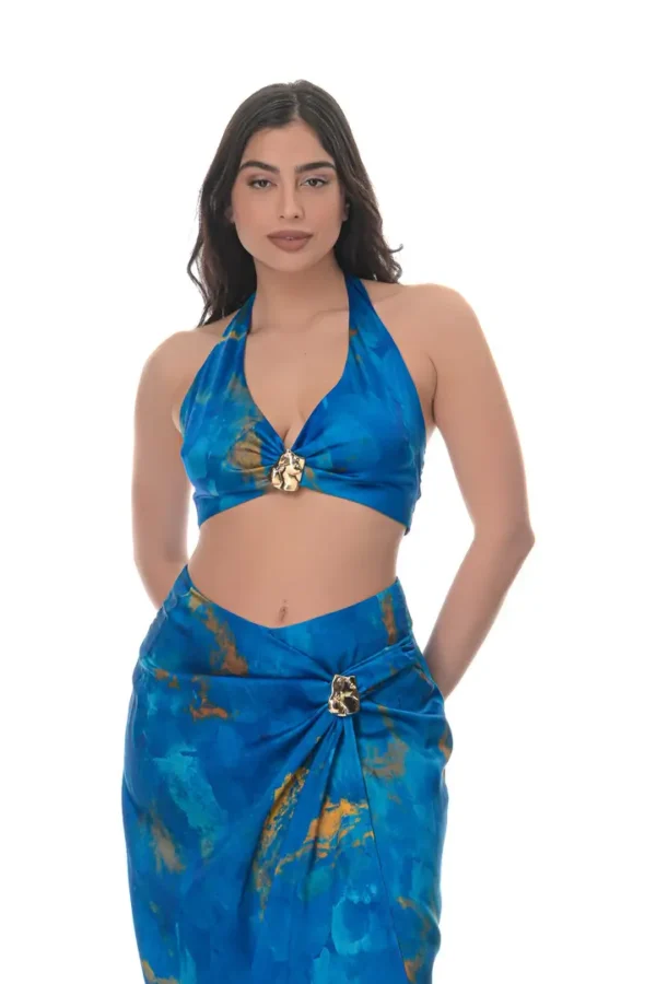Crop Top in Ocean Print - Image 2