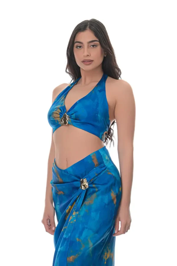 Crop Top in Ocean Print - Image 3