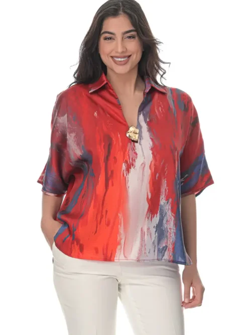 Shirt with Aphrodite Jewel in Volcano Print