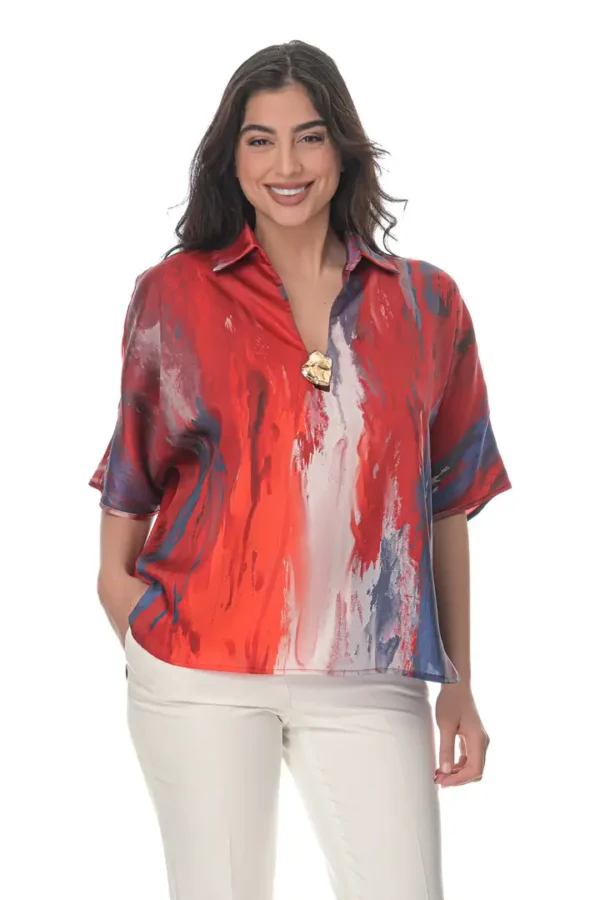 Shirt with Aphrodite Jewel in Volcano Print
