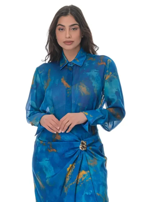 Chiffon Shirt in Ocean Print