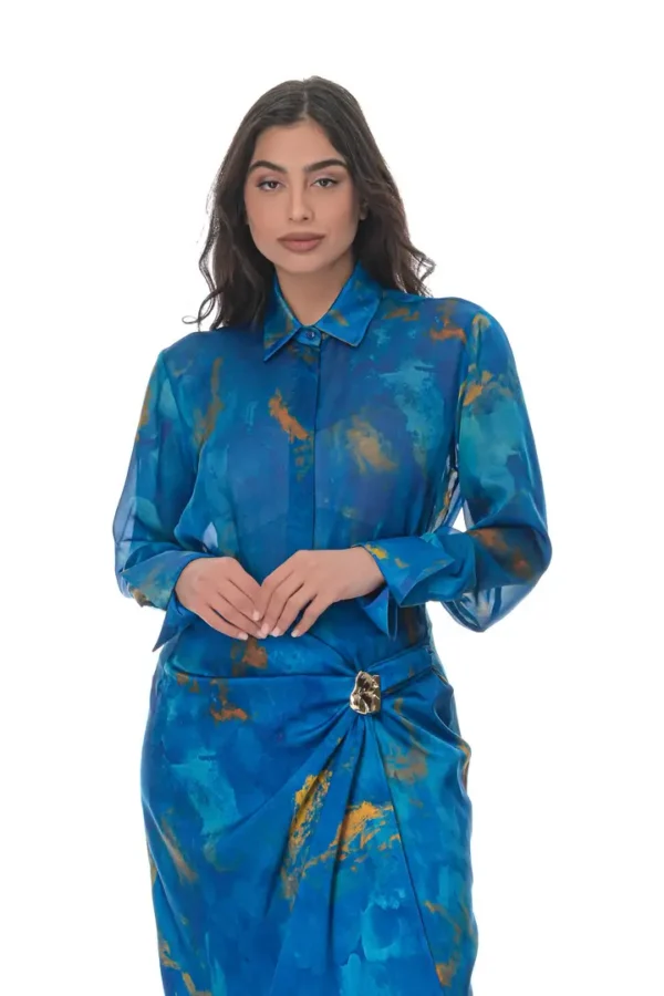 Chiffon Shirt in Ocean Print