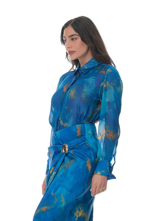 Chiffon Shirt in Ocean Print - Image 2