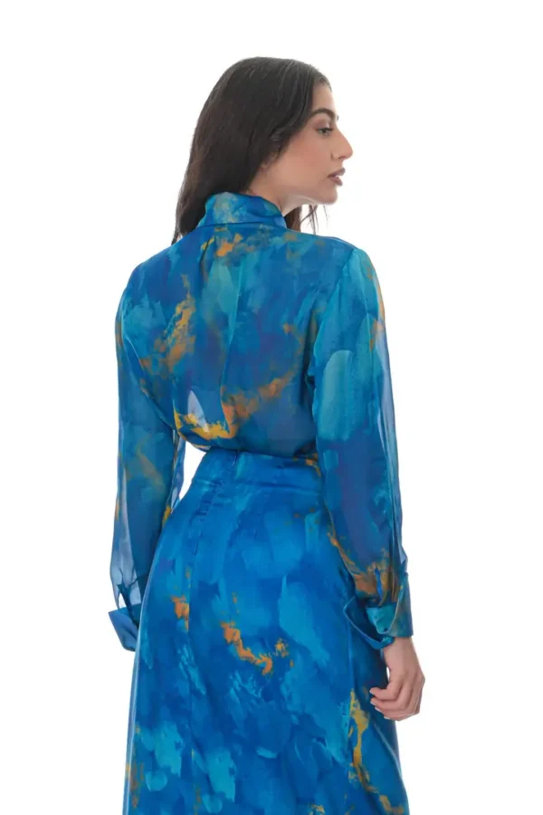 Chiffon Shirt in Ocean Print - Image 3
