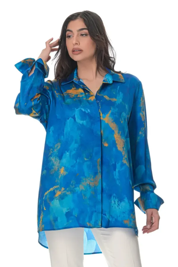Oversized Shirt in Ocean Print
