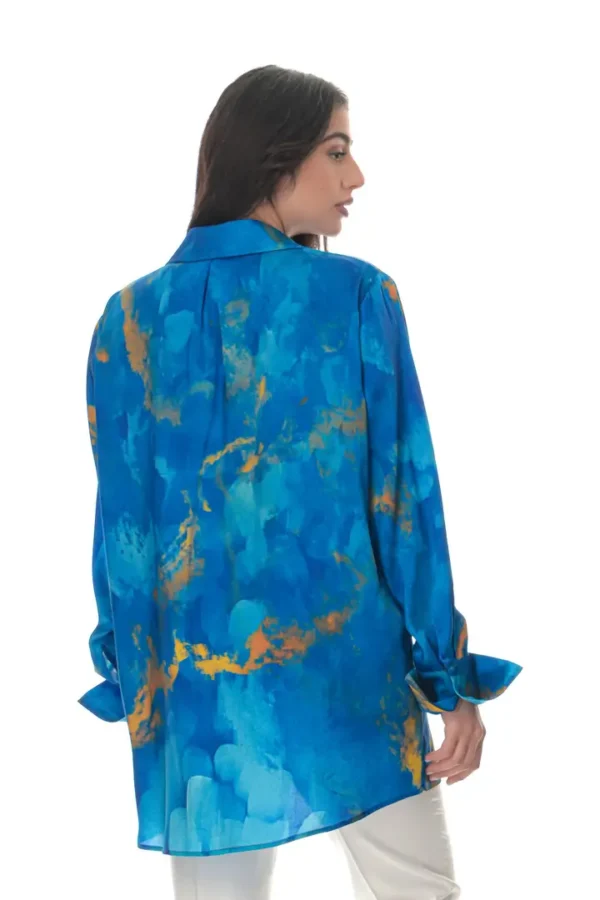 Oversized Shirt in Ocean Print - Image 2