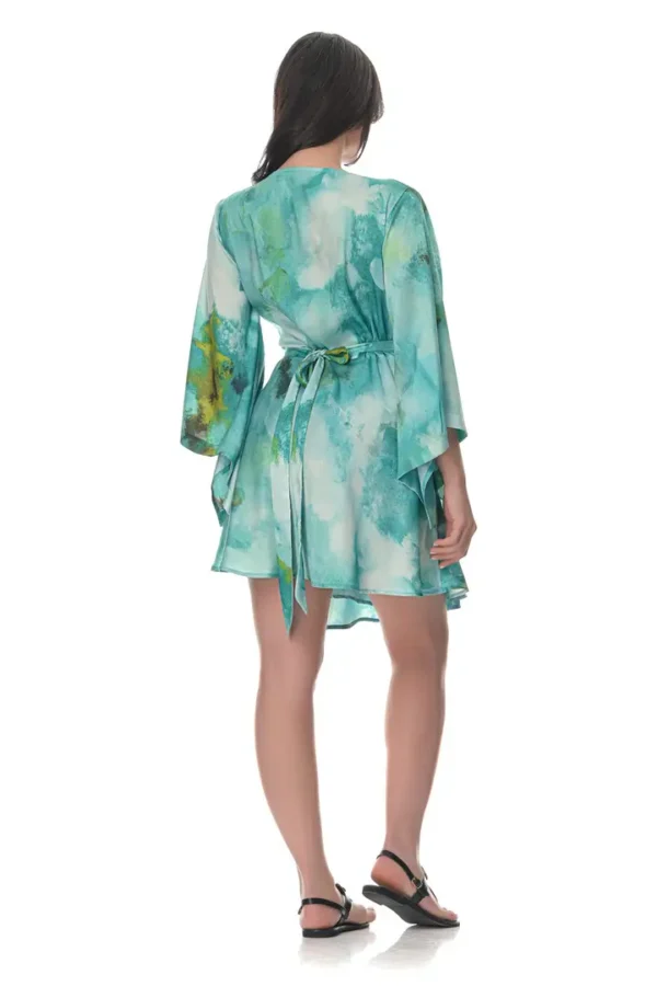 Wrap Mini dress in Emerald Print - Image 3