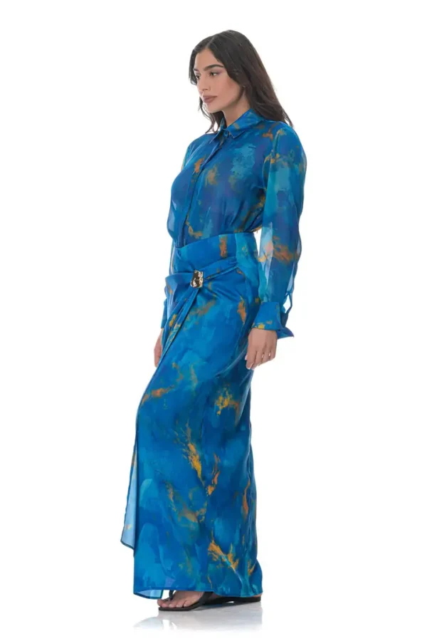 Maxi Skirt in Ocean Print - Image 2