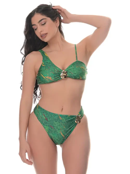 Assymetrical Bikini Set in Conichalcite Print